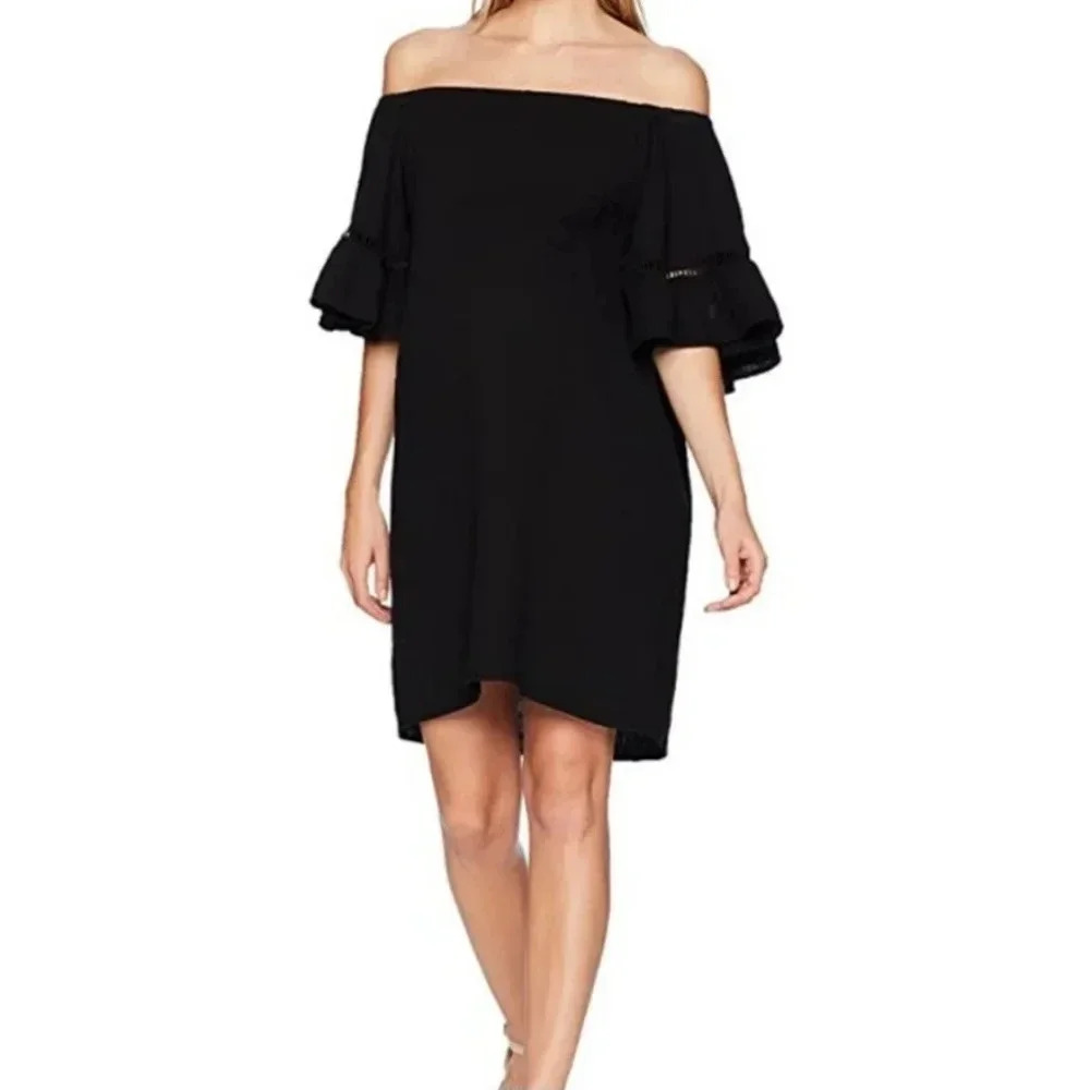 Maternal America Gauzy Cotton Maternity Womens Dress Size Medium Black Dress